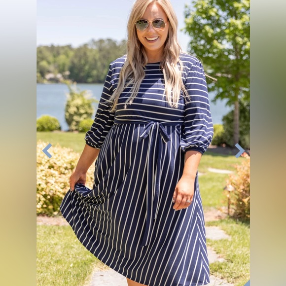 Chic Soul Dresses & Skirts - Chic Soul Plus Size Black and White Stripe Dress